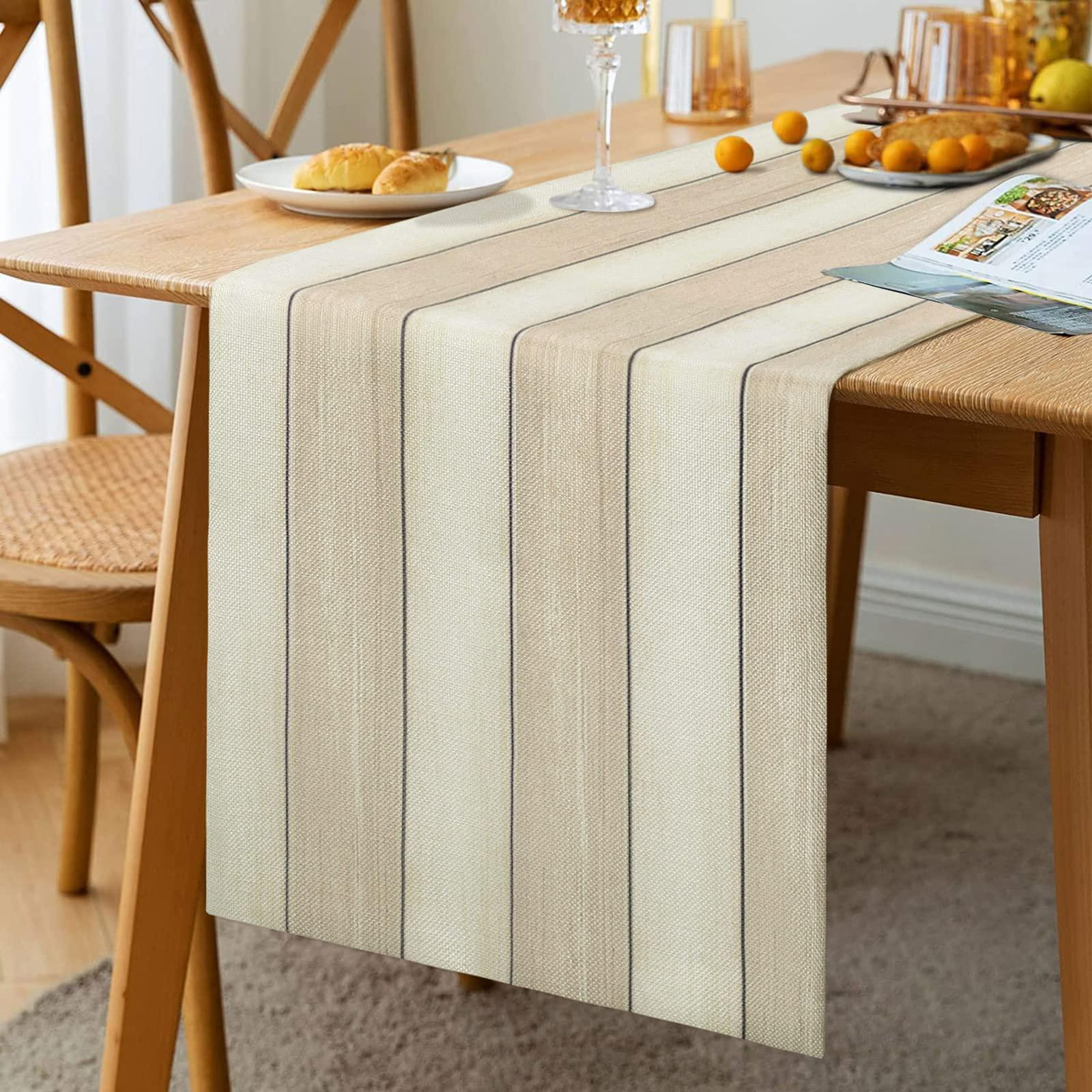 Dripio Linnen tafelkleed beige, B: 40 cm, L: 140 cm