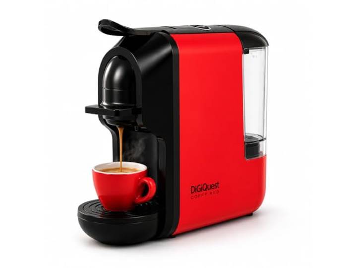 DIGIQUEST COFFY RED 3in1 Kaffeemaschine kompatibel mit Nespresso®, Dolce Gusto® und A Modo Mio® kurzer und langer Kaffee Leistung 1450 W 0,6 Liter 19 Bar Limited Edition
