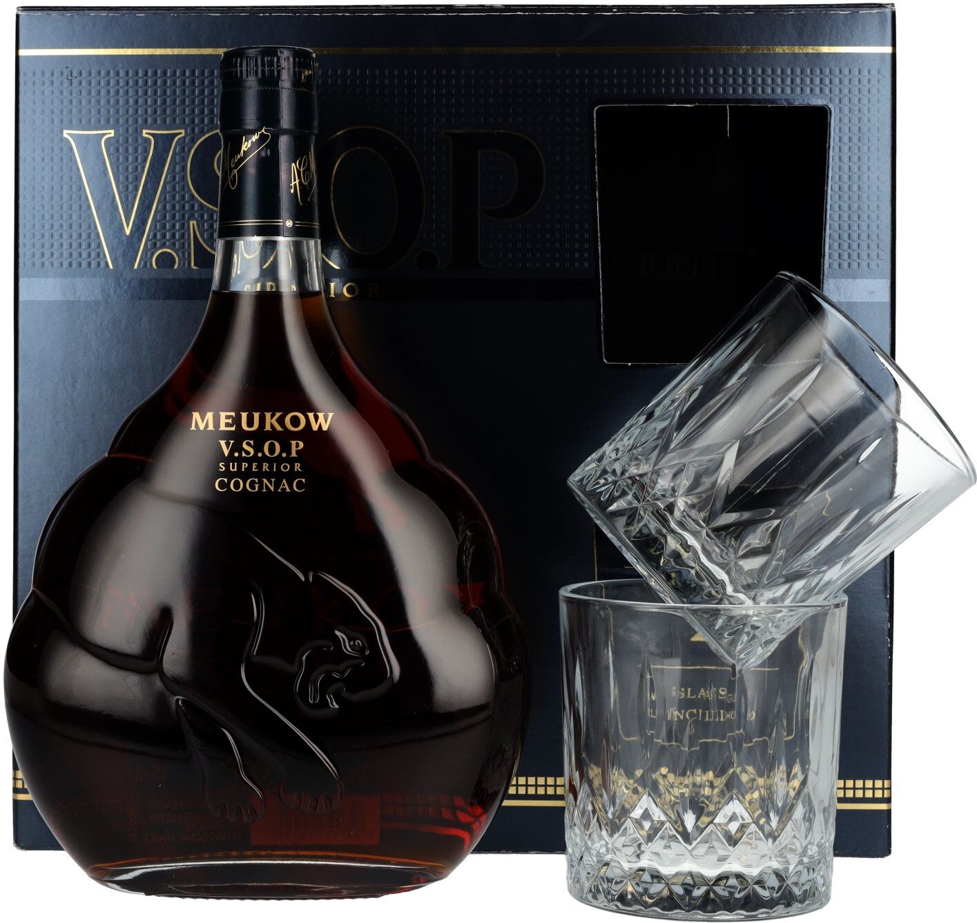 Meukow Cognac Meukow V.S.O.P Superior Cognac 40% Vol. 0,7l in Geschenkbox mit 2 Gläser