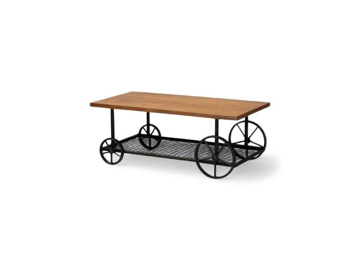 JVmoebel Couchtisch Funktionaler Tisch in Braun mit Regal und schwarzen Rollen (Packung), Made in Europe