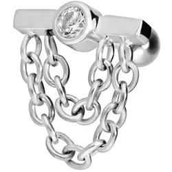Titan Ohrpiercing mit Innengewinde BALKEN + KRISTALL + 2 KETTEN