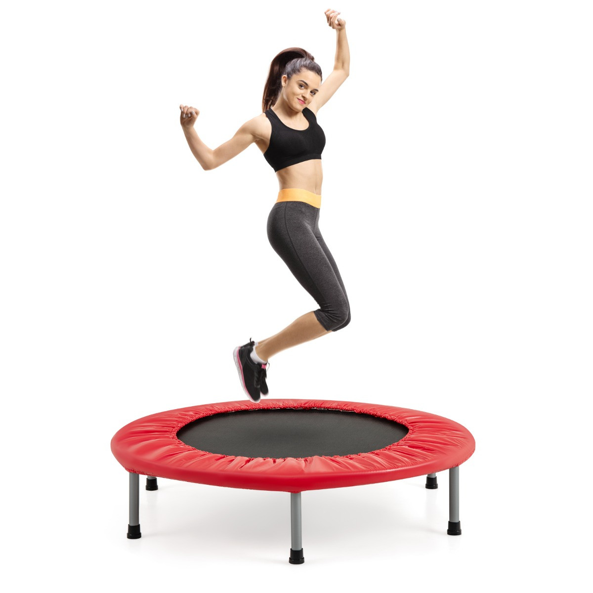Costway Mini Trampoline Fitness Trampoline Opvouwbaar Rood, Diameter: 97 cm