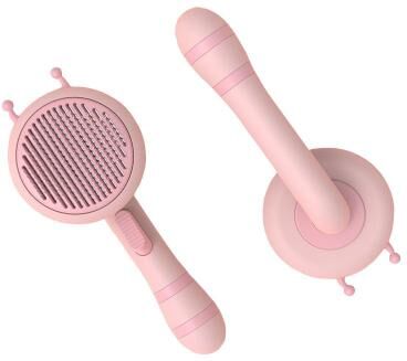 United Bee Cat Grooming Brush Self Cleaning Pet Hair Remover Massage Comb For Cats And Dogs pink