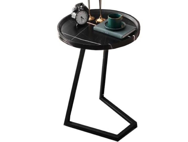NFDVXCCA Beistelltisch, Couchtisch mit Metallrahmen, Kleiner TV-Tabletttisch(/Black B,50CM)