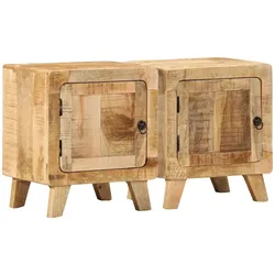 vidaXL Nachttisch 2 Stk. 40x32x46 cm Raues Massivholz Mango