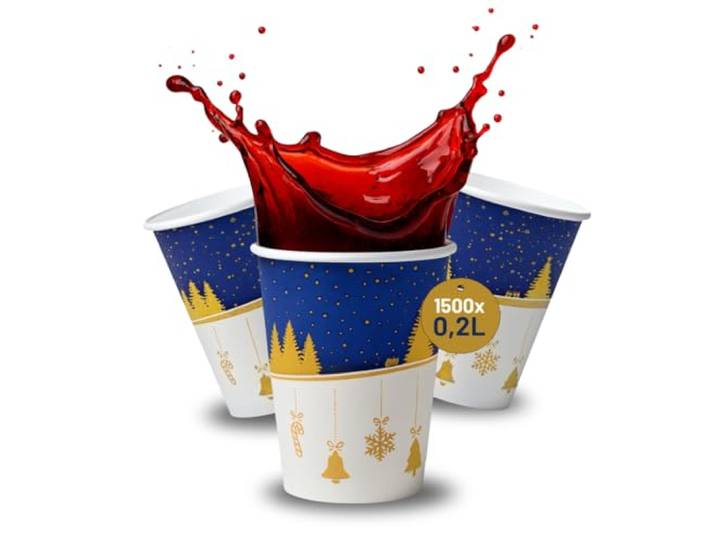 DeinPack 1500 Glühweinbecher 200 ml - Winter Pappbecher mit Wintertraum Motiv Einweg to go Heißgetränkebecher für Glühwein, Punsch & Tee beschichtete Weihnachtsbecher aus Pappe