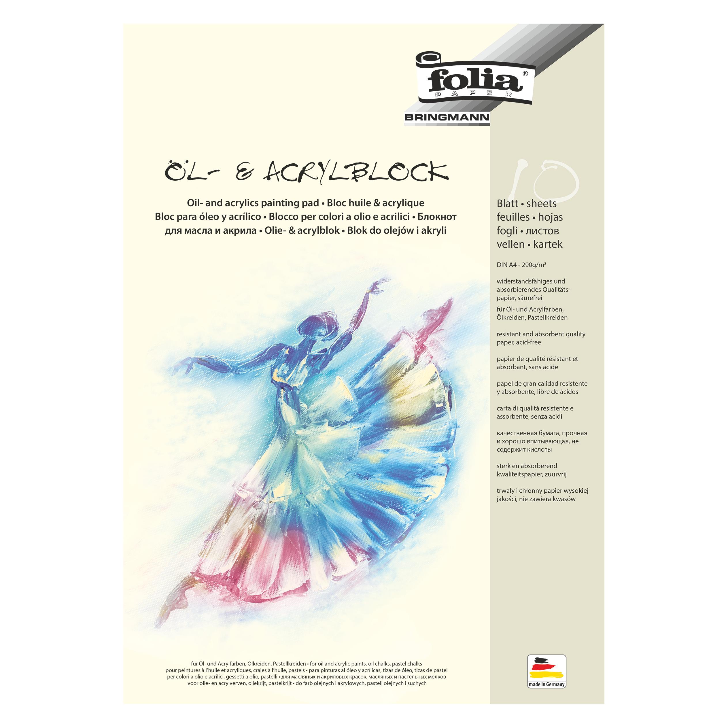 Folia 10 Zeichenblock für Öl- und Acrylfarben DIN A4 (290 g/m², 1x) (8364)