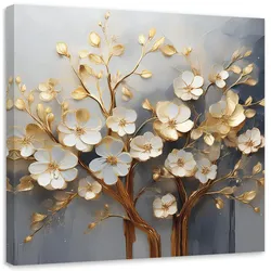 LEINWANDBILD Magnolienbaum abstrakt golden 60x60cm