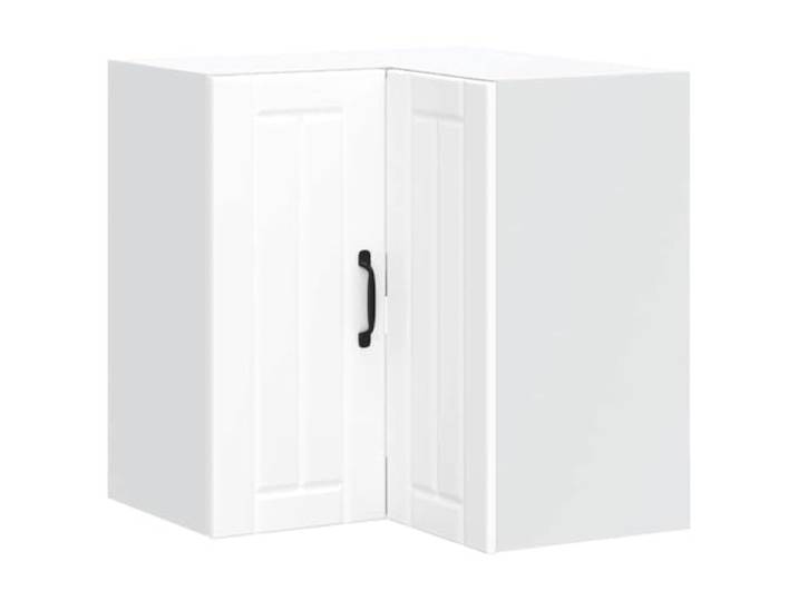 HKTMGDNG Küchen-Eckhängeschrank Lucca Weiß Holzwerkstoff 57x57x60 cm Wandmontierter Eckoberschrank für Küche und Speisekammer optimiert tote Ecken und bietet 70 kg Gesamtbelastbarkeit.