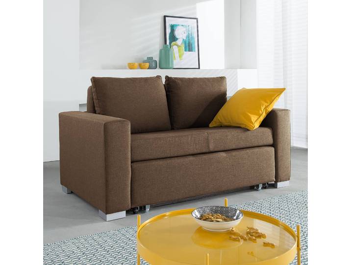Schlafsofa Basic Braun/Braun Stoff Doran 153cm mit Schlaffunktion Modern