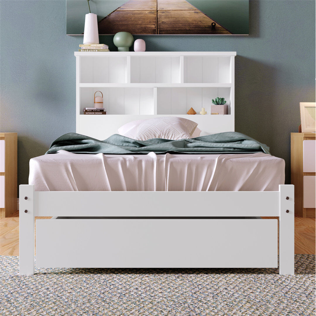 Lark Manor Wes UK Single - DE 90 X 190 Cm Solid Wood Storage Bed White 100 x 219cm