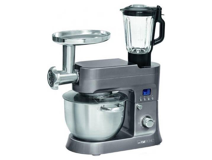 Clatronic KM 3674 Robot de cuisine 4-en-1, 1200 W, 6,2 L, avec écran LCD - Finition titane