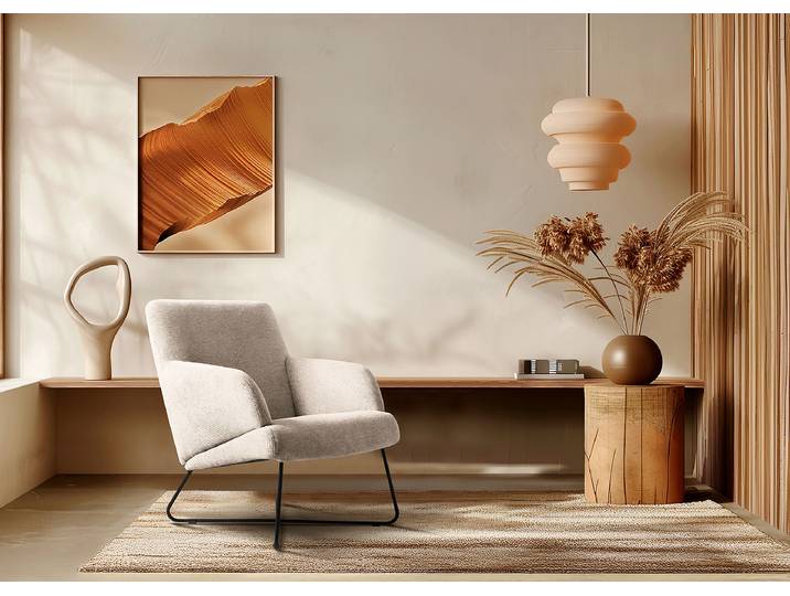 Sessel Beige Webstoff Aranja ohne Hocker 67 x 87 x 74cm