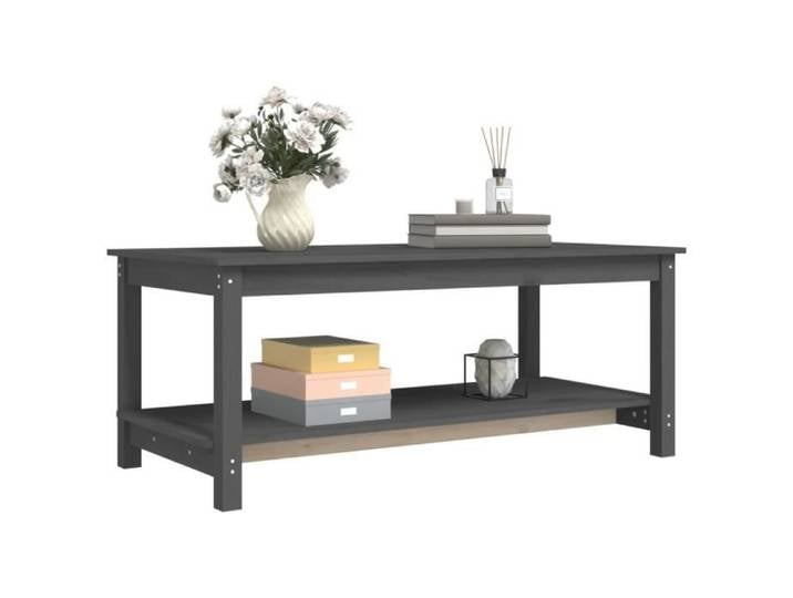 Table basse - DUOKON - FAN822274 - Bois massif de pin - Gris - 110x55x45 cm