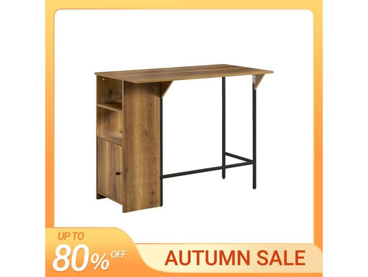 SoBuy FWT98-PF Table de bar, table à manger avec espace de travail extensible, table haute, table de bistrot, comptoir de bar au design industriel