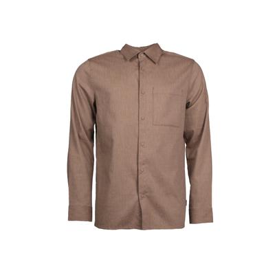Langarmhemd KLEINIGKEIT "Kleinigkeit Lein Gosling Shirt", Herren, Gr. XL, US-Größen, taupe, 44% Polyester, 24% Baumwolle, 20% Viskose, 10% Leinen, 2% Elasthan, unifarben, normal, Hemden