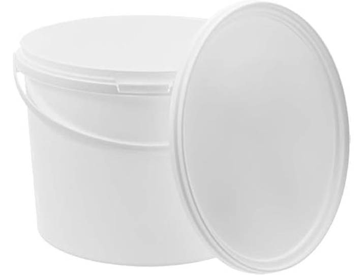 BENBOW Eimer mit Deckel 10l lebensmittelecht, Weiß, 50 Stück Plastikeimer mit Henkel aus Polypropylen, Vorratsbehälter für Tierfutter, Honig, Mehl und Waschpulver, randvoll 12 Liter
