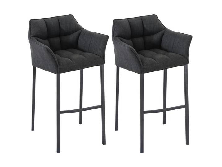 CLP Barhocker 2er Set Stoff Dunkelgrau, Metall, 64x110x48 cm, Esszimmer, Barmöbel, Barhocker