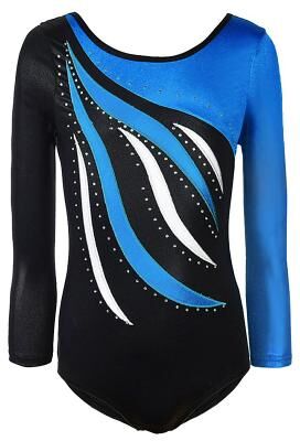 LightInthebox Gymnastics Leotards Women's Girls' Bodysuit Leotard Spandex High Elasticity Breathable Handmade Sparkly Long Sleeve Training Competition Dance Rhythmic Gymnastics Artistic Gymnastics Blue Sky Blue