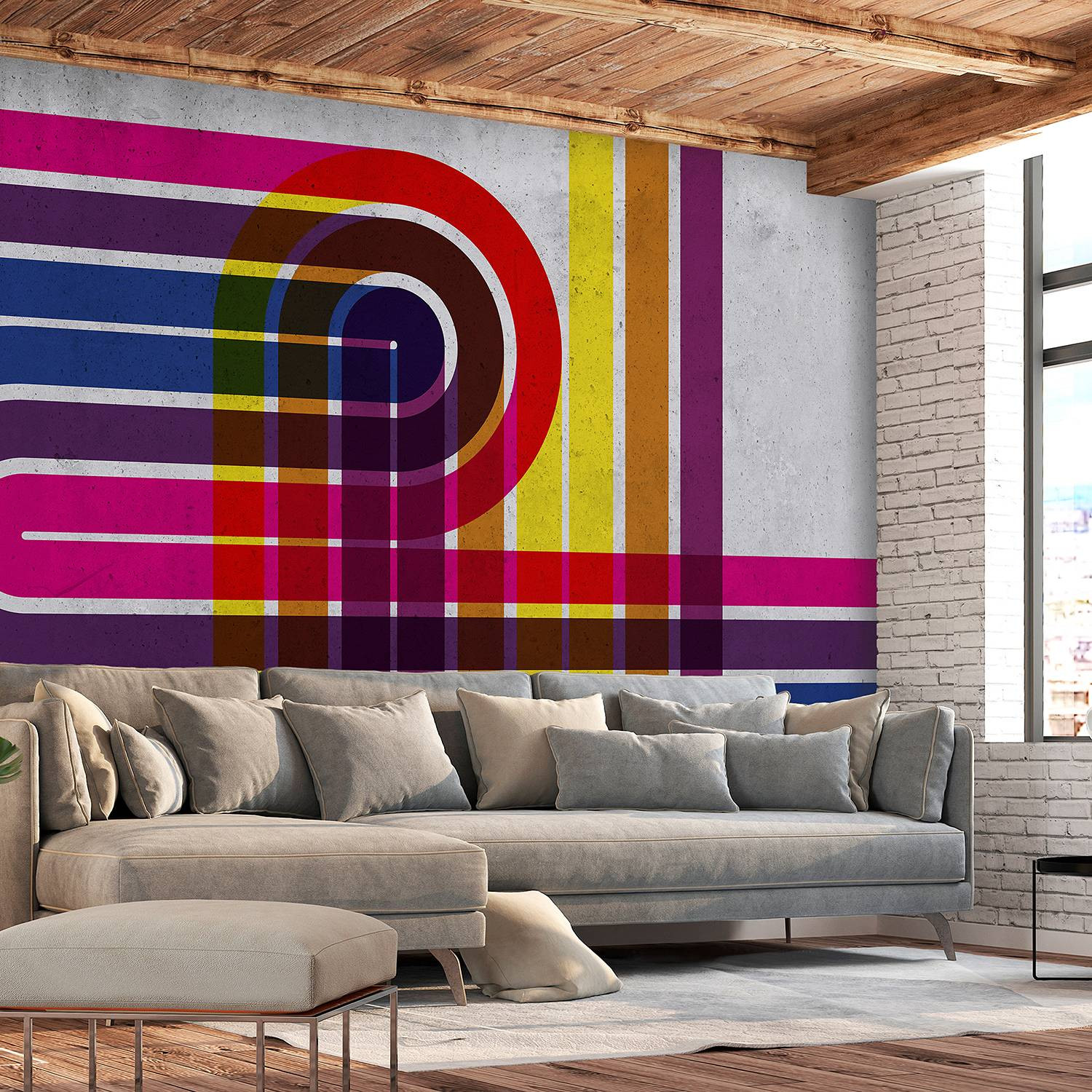 home24 Technicolor Vlies-fotobehang met abstract modern design, Multicolour, Breedte: 150 cm, Hoogte: 105 cm