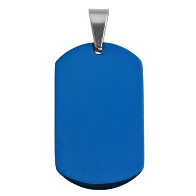 Dog Tag Anhänger AKZENT "Blue, Ionenplattierung", blau, Schmuckanhänger, Damen, Edelstahl