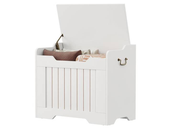 Banc rangement bois 63cm assise charnières sécurité banc chaussures multifonction couloir