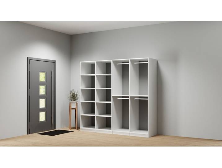 Begehbaren Kleiderschrank konfigurieren Premium Dekore Weiß­grau