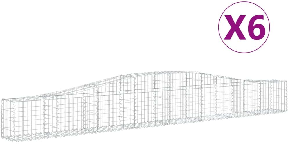 vidaXL Paniers à gabions arqués 6 pcs 400x30x40/60 cm Fer galvanisé