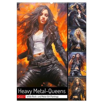Heavy Metal-Queens. Wilde Rock- und Metal-Girl Paintings (Wandkalender 2027 DIN A2 hoch), CALVENDO Monatskalender