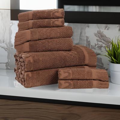Superior Rolla Cotton Geometric Jacquard Plush Soft 8 Piece Towel Set