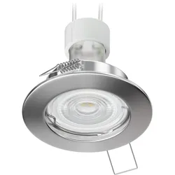 ledscom.de Decken-Einbaustrahler FERE Einbaurahmen chrom matt GU10 LED Lampe 504lm 44° weiß