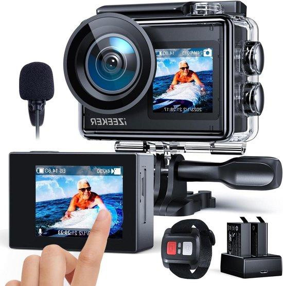 WAN Actiecamera met dubbele schermen en 4K 30FPS - Zwart