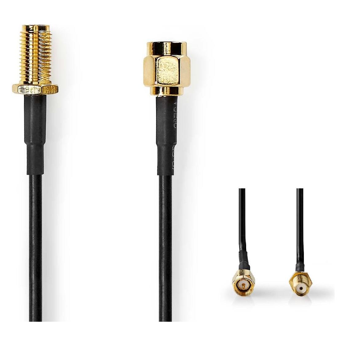 Nedis Antennenkabel | SMA-Stecker | SMA-Buchse | Vergoldet | 50 Ohm | Einzeln geschirmt | 5.00 m | R (Antennenkabel) (CSGL02010BK50)