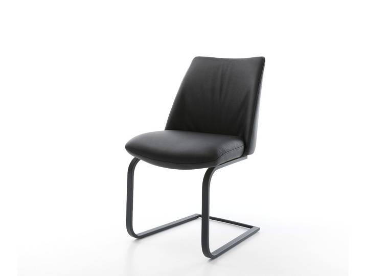 Cantilever Elso Flex cuir de vache noir pied cantilever plat noir ressorts ensachés