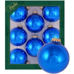 Krebs Glas Lauscha Blau glänzend 7cm Glaskugeln uni