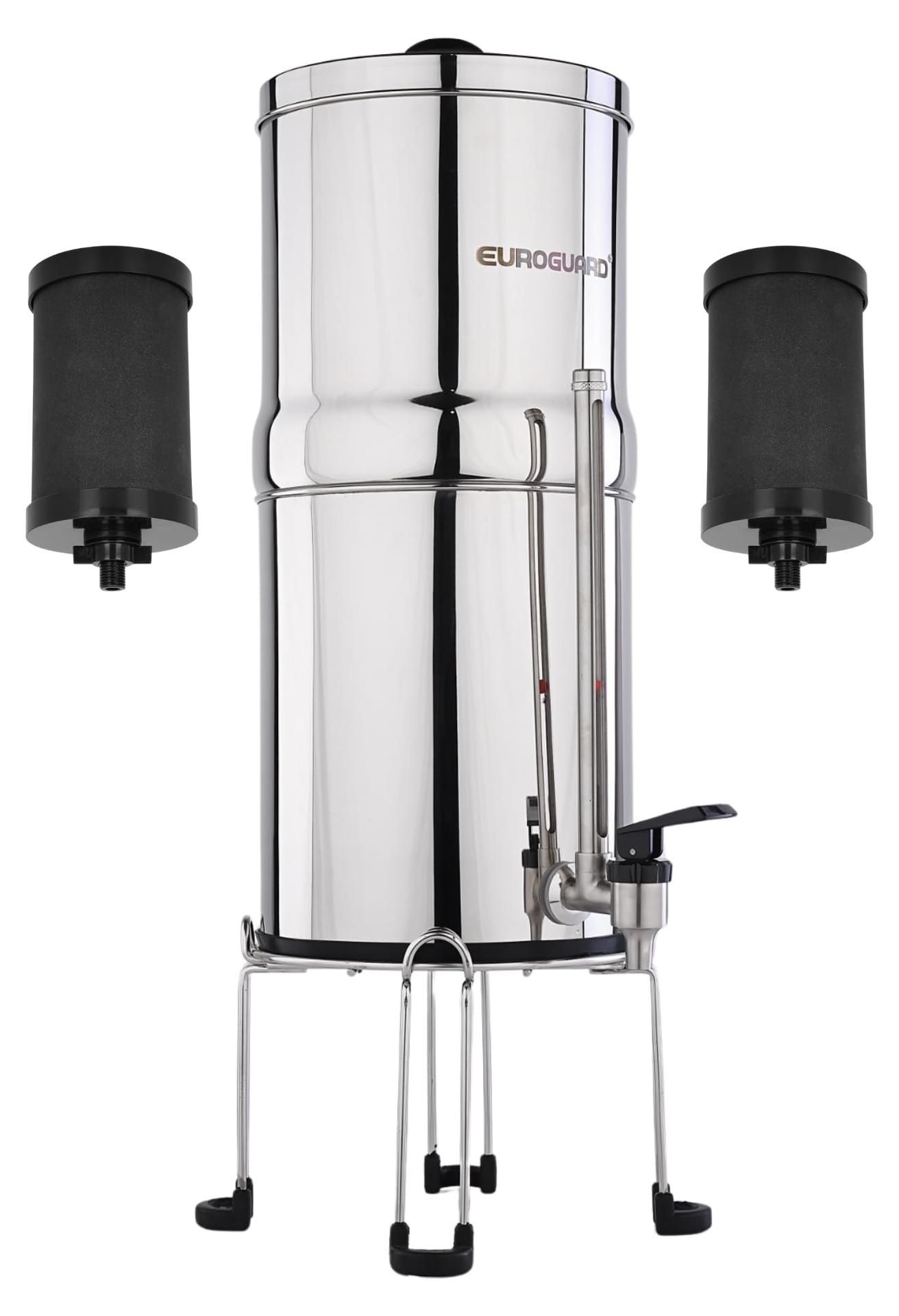 Schwerkraft-Wasserfilter 6 l Edelstahl 304, 2 Patronen UF 0,01 µm