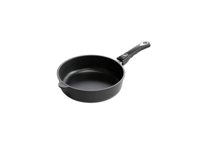 AMT Gastroguss Bratpfanne, 26 cm Ø, 7 cm hoch, Schmorpfanne, abnehmbarer Stiel, induktionsgeeignet, Lotan® Antihaft-Veredelung, Gusspfanne (Aluguss), AMZN-I-726-Z20B