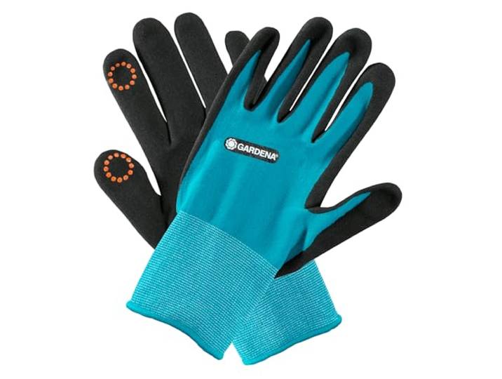 Gant jardinage et sol 9/L Gardena : Gants pour travaux jardinage et sol\, imperméable avec revêtement en nitrile\, design spécial « mobile touch » pour utilisation de smartphone (11512-20)