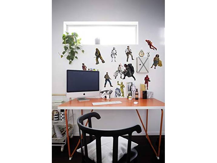 Star Wars Deco-Sticker von Komar Star Wars Heroes Villains - Größe 50 x 70 cm (Breite x Höhe), 12 Teile, Wandtattoo, Dekoration, Han Solo, BB-8, Stormtooper, R2-D2, Yoda, Krieg der Sterne - 14021h
