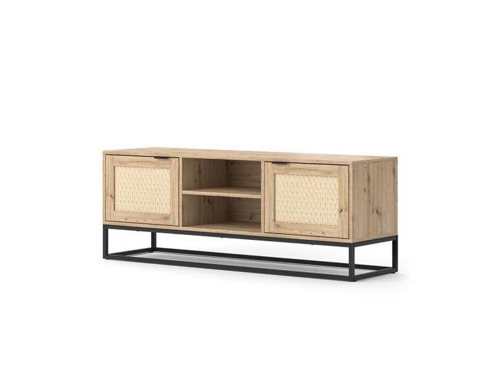 Vicco Lowboard Natal Sonoma 140 x 52.5 cm mit 2 Türen, Sonoma Eiche, Holzwerkstoff, Rechteckig, 140x52.5x40 cm, Wohnzimmer, TV Möbel, Lowboards, Lowboards stehend