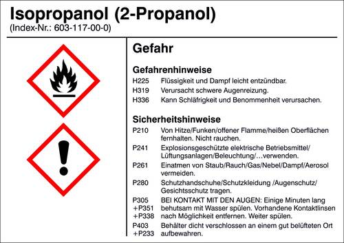 SafetyMarking 21.B1200.11 Gefahrstoffetikett G011 Isopropanol (2-Propanol) Folie selbstklebend (B x H) 105mm x 74mm 1St.