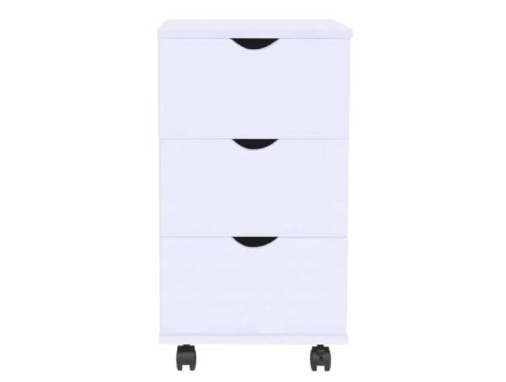 KLGBNCVE Schubladenelement 33×45×60 cm Weiß mit Rollen und 3 Schubladen Holzwerkstoffrahmen, Kunststoff-Rollen, 3 Schubladen, Arbeitszimmer, Büro, einfacher Zusammenbau