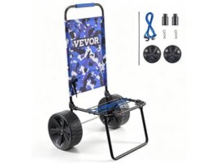 VEVOR Strandkarre Bollerwagen Sandwagen, Strandwagen 31 kg Tragkraft, Zusammenklappbarer Sandwagen aus Stahl, 380 x 386 mm Handwagen Robuster Wagen für den Strand Gerätewagen