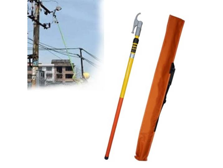 Teleskop-Schaltstange, Hochspannungs-Isolierstange Winkelverstellbarer Haken, isolierte Teleskop-Bedienstange mit isoliertem, rutschfestem Gummigriff(3 sections-3m/9.8ft)