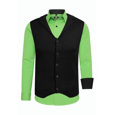 Langarmhemd RUSTY NEAL, Herren, Gr. XL, EURO-Größen, grün, 60% Baumwolle, 37% Polyester, 3% Elasthan, mehrfarbig, Hemden, inklusive Langarmhemd und Weste