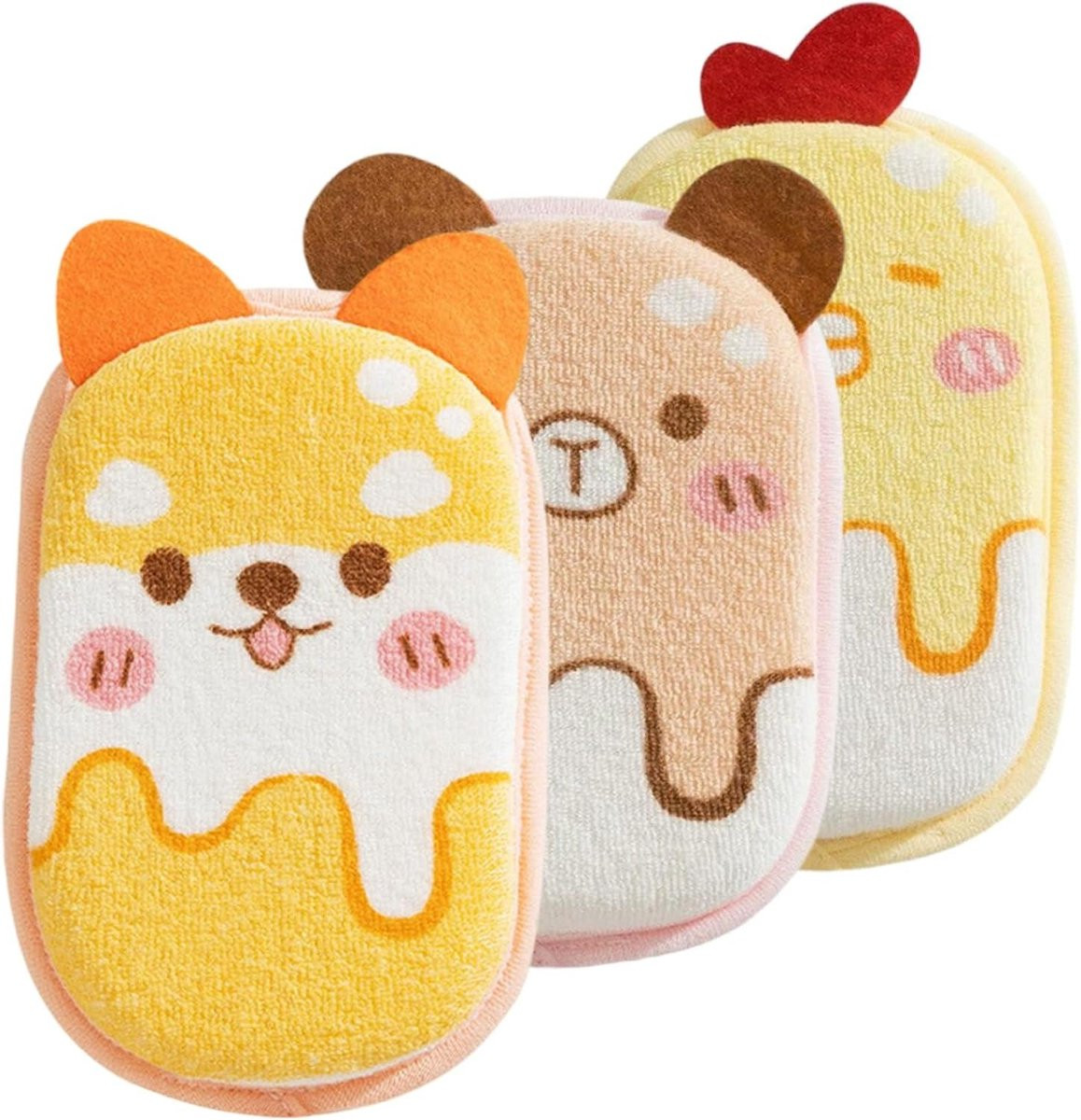 Set van 3 baby washandjes met schattige dierenprints in meerkleurig