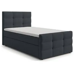 BOXBETT DEFNE 80x200 cm mit Fußteil und Matratze - Schwarz + TOPPER