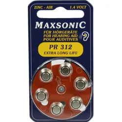 Batterie für Hörgeräte Maxsonic Pr 312 6 ST