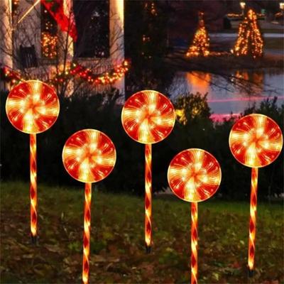 Multicon Wholesale Hub Candy Cane Stake Lights, Christmas Solar Pathway Lights, Waterproof Holiday Decorations Lawn Light rose