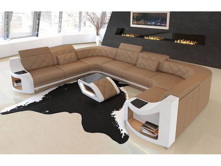 Designsofa Genua U-Form aus Leder